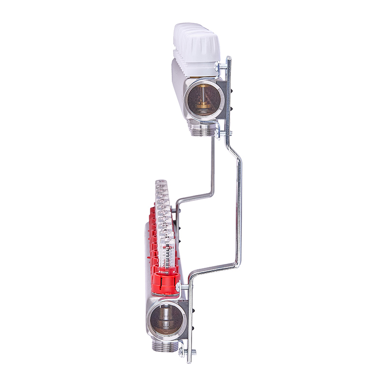 Коллектор на 11 контуров Nolf NF.2100-11S 1" с расходомерами, нержавеющая сталь.