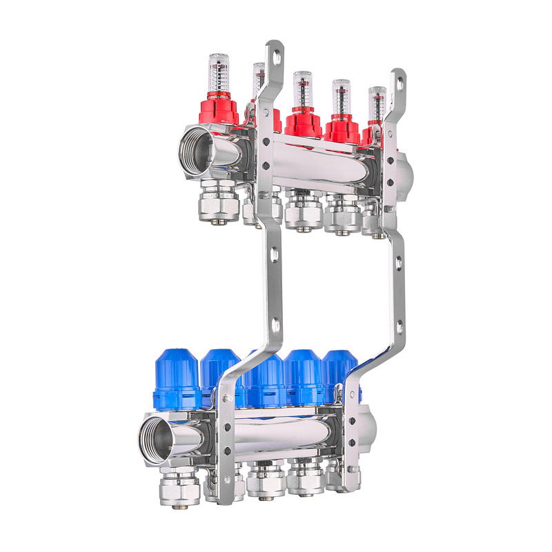 Коллектор на 8 контуров Koer KR.1210-8 - 1"x8 с расходомерами и евроконусами