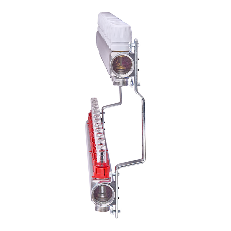 Коллектор на 12 контуров Nolf NF.2100-12S 1" с расходомерами, нержавеющая сталь.