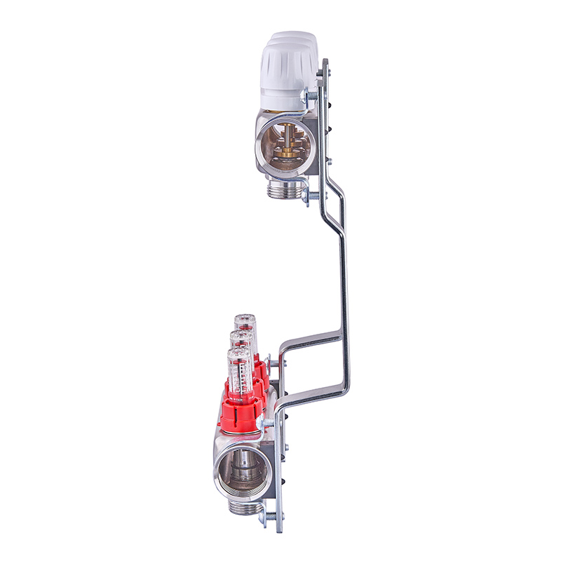 Коллектор на 3 контура Nolf NF.2100-03S 1" с расходомерами, нержавеющая сталь.