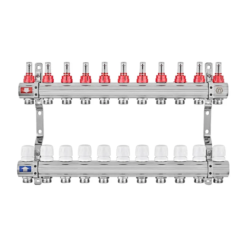 Коллектор на 11 контуров EUROPRODUCT EP.B3110-11-1” с расходомерами, латунь