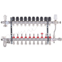 Коллектор на 10 контуров Koer KR.S1013-10 1" SUS304, 3/4-16 со смесительным узлом, евроконус