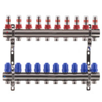 Колектор на 10 контурів Koer KR.1110-10 1"x10 з витратомірами 