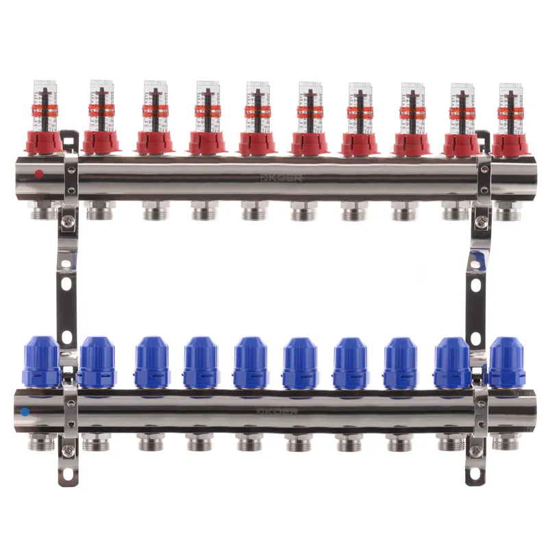 Колектор на 10 контурів Koer KR.1110-10 1"x10 з витратомірами 