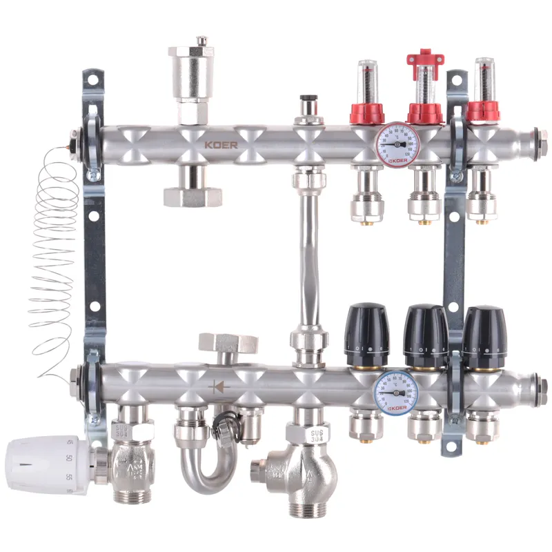 Колектор на 3 контури KOER KR.S1012-3 1 " SUS304 3 / 4-16 з змішувальним вузлом, євроконус   