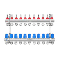 Колектор на 11 контурів  Koer KR.1210-11 - 1"x11з витратомірами та євроконусами 