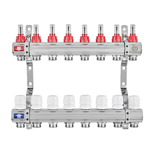 Коллектор на 6 контуров EUROPRODUCT EP.B3110-08-1” с расходомерами, латунь