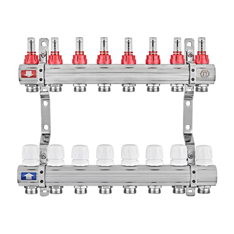 Коллектор на 6 контуров EUROPRODUCT EP.B3110-08-1” с расходомерами, латунь