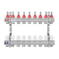 Коллектор на 9 контуров EUROPRODUCT EP.B3110-09-1” с расходомерами, латунь