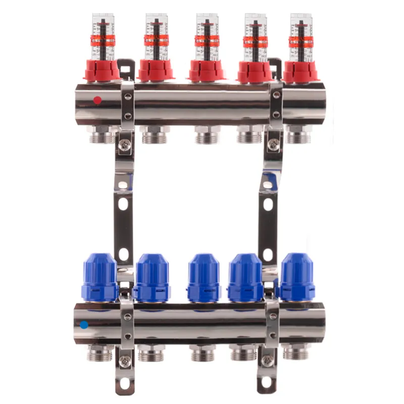 Коллектор на 5 контуров Koer KR.1110-05 1"x5 с расходомерами