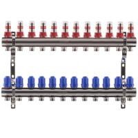 Коллектор на 12 контуров Koer KR.1110-12 1"x12 с расходомерами