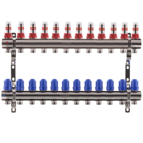 Коллектор на 12 контуров Koer KR.1110-12 1"x12 с расходомерами