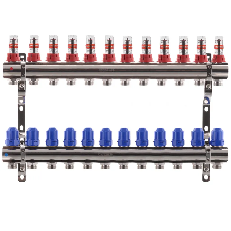 Коллектор на 12 контуров Koer KR.1110-12 1"x12 с расходомерами