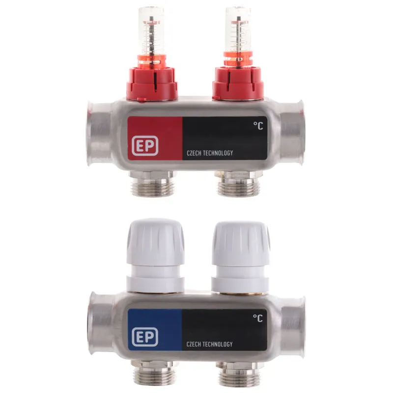 Коллектор на 2 контура EUROPRODUCT EP.S1110-02 1" с расходомерами
