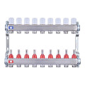 Коллектор на 9 контуров Nolf NF.2100-09S 1" с расходомерами, нержавеющая сталь.