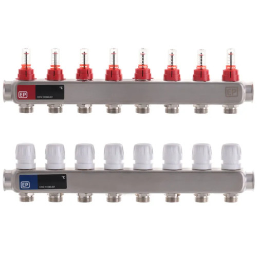 Коллектор на 8 контуров Europroduct EP.S1110-08 1" с расходомерами