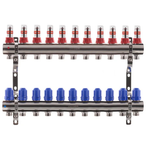 Колектор на 11 контурів Koer KR.1110-11 1"x11 з витратомірами 
