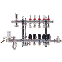 Коллектор на 5 контура Koer KR.S1011-5 1", SUS304 3/4-16 со смесительным узлом, евроконус