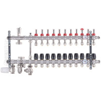 Коллектор на 11 контуров Koer KR.S1012-11 1" SUS304 3/4-16 со смесительным узлом, евроконус