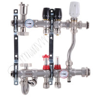 Коллектор на 2 контура Koer KR.S1013-2 1" SUS304, 3/4-16 со смесительным узлом, евроконус