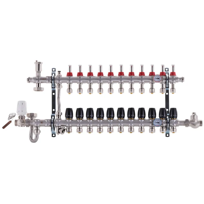 Коллектор на 11 контуров Koer KR.S1011-11 1" SUS304 3/4-16 со смесительным узлом, евроконус