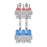Колектор на 3 контури Koer KR.1210-3 - 1"x3 з витратомірами та євроконусами 