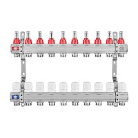 Коллектор на 10 контуров EUROPRODUCT EP.B3110-10-1” с расходомерами, латунь