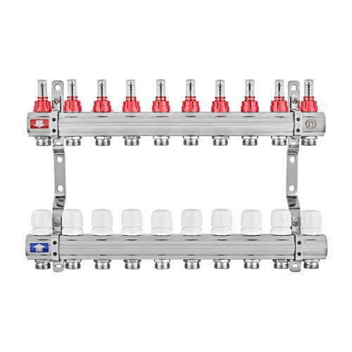 Колектор на 10 контурів EUROPRODUCT EP.B3110-10-1” з витратомірами, латунь 