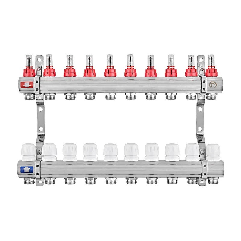 Колектор на 10 контурів EUROPRODUCT EP.B3110-10-1” з витратомірами, латунь 