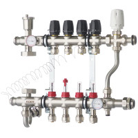 Колектор на 4 контури KOER KR.S1013-4 1" SUS304, 3 / 4-16 з змішувальним вузлом, євроконус   