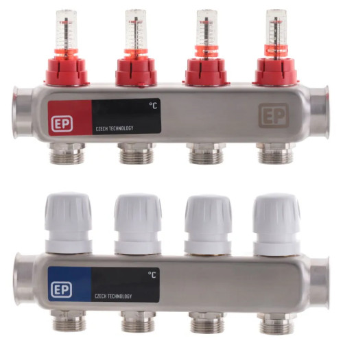 Коллектор на 4 контура Europroduct EP.S1110-04 1" с расходомерами