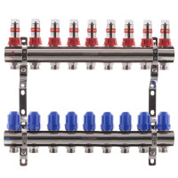 Колектор на 9 контурів Koer KR.1110-09 1"x9 з витратомірами 