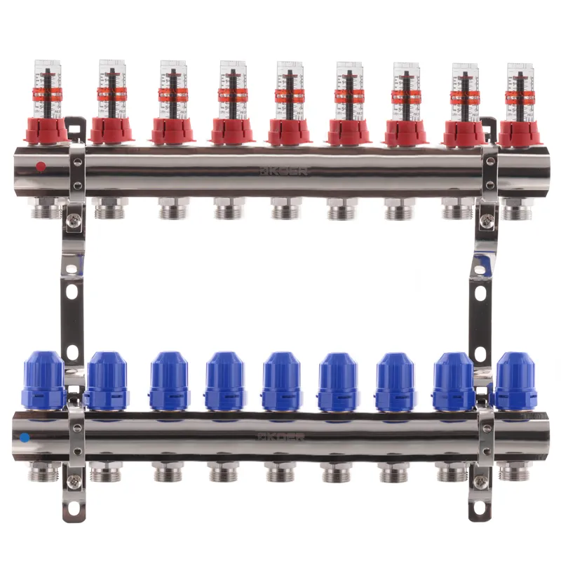 Колектор на 9 контурів Koer KR.1110-09 1"x9 з витратомірами 