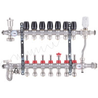 Коллектор на 7 контуров Koer KR.S1013-7 1" SUS304, 3/4-16 со смесительным узлом, евроконус