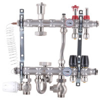 Коллектор на 2 контура Koer KR.S1012-2 1"х2 SUS304 3/4-16 со смесительным узлом, евроконус