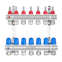 Колектор на 7 контурів Koer KR.1210-7 - 1"x7 з витратомірами та євроконусами 