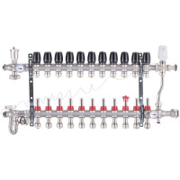 Колектор на 11 контурів Koer KR.S1013-11 1" SUS304, 3 / 4-16 з змішувальним вузлом, євроконус   