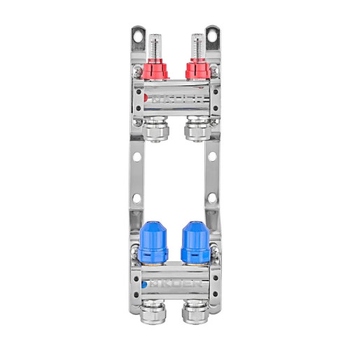 Колектор на 2 контури Koer KR.1210-2 - 1"x2 з витратомірами та євроконусами 