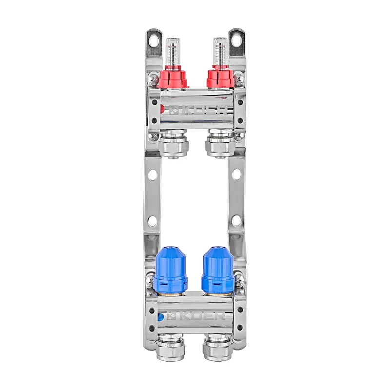 Колектор на 2 контури Koer KR.1210-2 - 1"x2 з витратомірами та євроконусами 