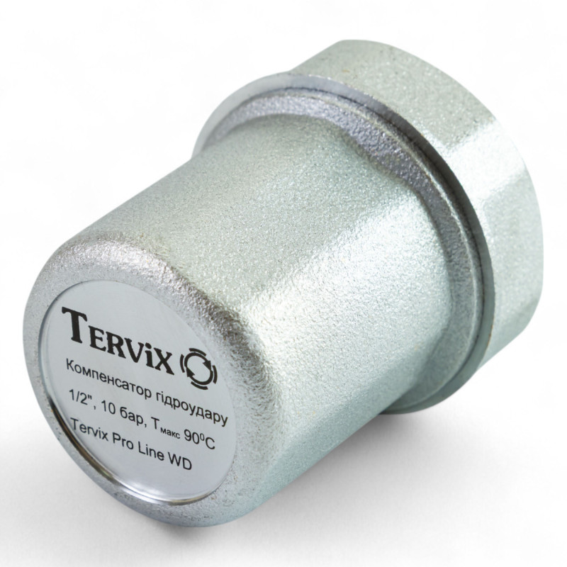 384012 Компенсатор гідродинамічних ударів 1/2", 10 бар, нікельована латунь, Tervix Pro Line WD