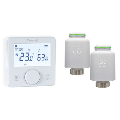 119733 Комплект безпровідний кімнатний термостат TZR білий та безпровідний радіаторний привід VR Tervix Pro Line (1+2)