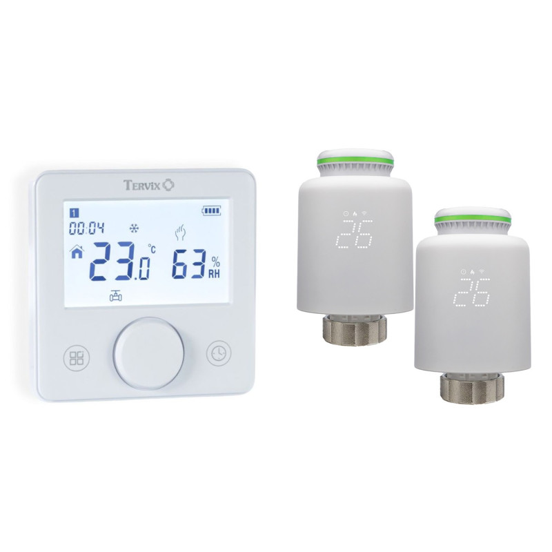 119733 Комплект безпровідний кімнатний термостат TZR білий та безпровідний радіаторний привід VR Tervix Pro Line (1+2)