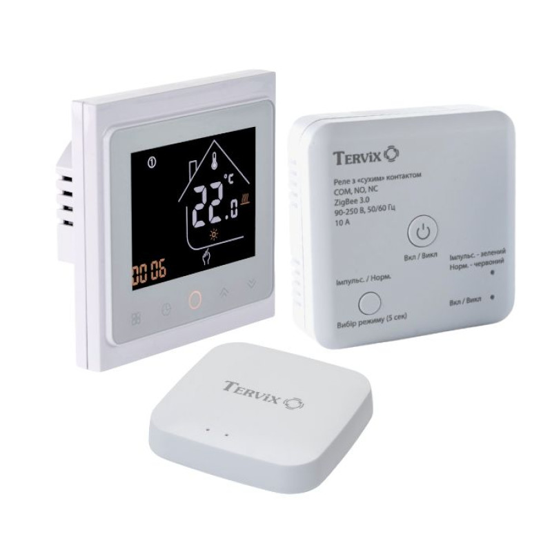 496162 Комплект бездротового управління опаленням ZigBee: термостат вбудов. + реле (сухий контакт) + Zigbee контролер