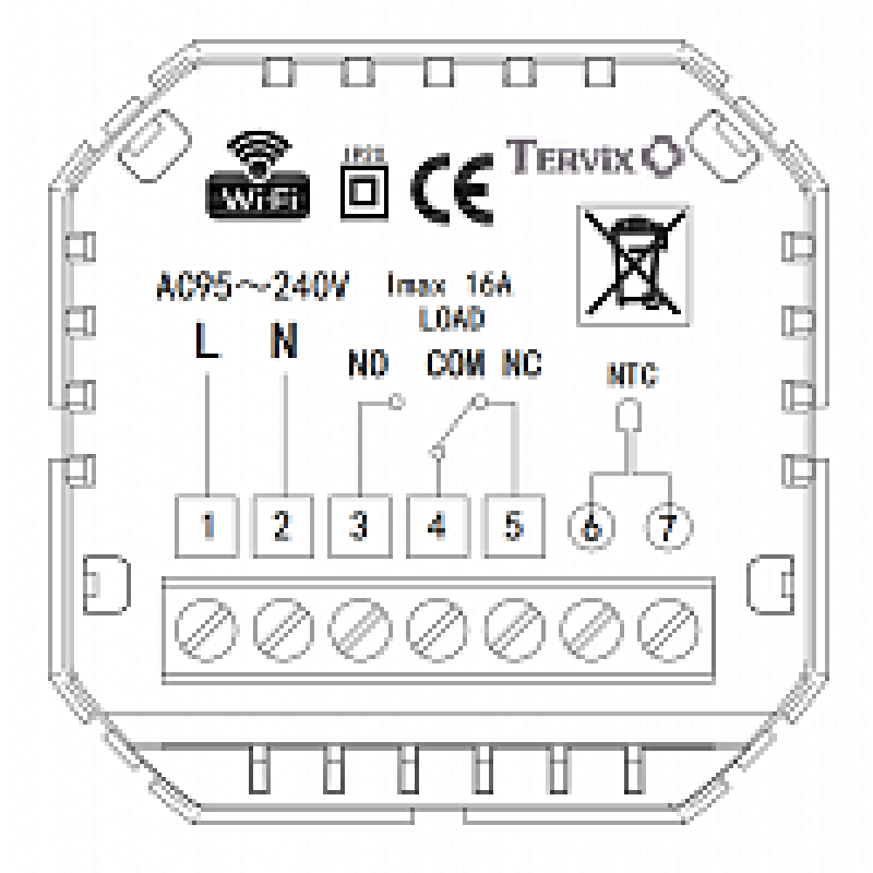114340 Термостат з WiFi управлінням Tervix Pro Line для газового/електричного котла, чорний