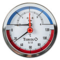 357816 термоманометр Tervix Pro Line 80/0-4 бар, 0-120 С аксіальний, з монтажним клапаном 1/2"