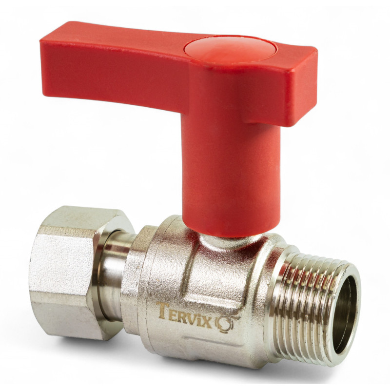 337222 Кран кульовий з американкою для гарячої води (червоний), 3/4'', латунь, Tervix Pro Line WD