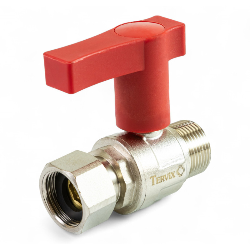 337222 Кран кульовий з американкою для гарячої води (червоний), 3/4'', латунь, Tervix Pro Line WD
