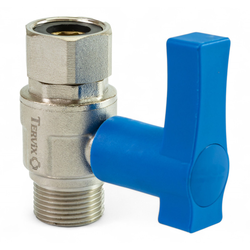 336222 Кран кульовий з американкою для холодної води (синій), 3/4'', латунь, Tervix Pro Line WD
