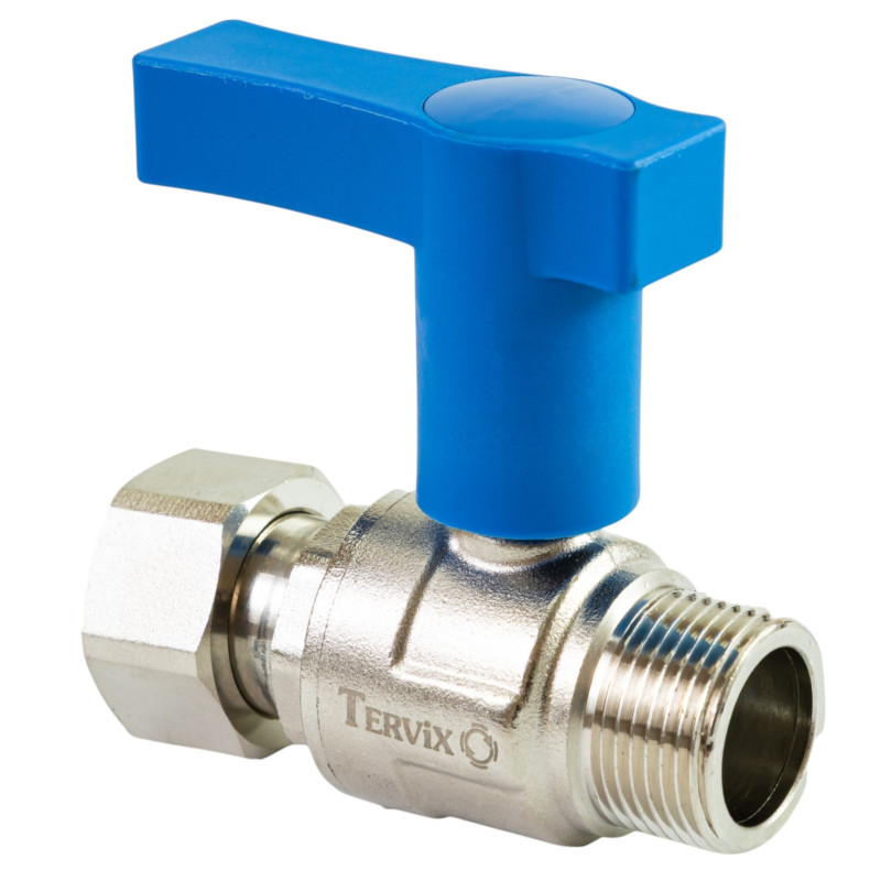 336222 Кран кульовий з американкою для холодної води (синій), 3/4'', латунь, Tervix Pro Line WD