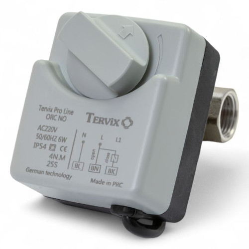 201155 2-ходовий кульовий клапан н/з 1/2" DN15 з нержавіючої сталі з електроприводом Tervix Pro Line ORC